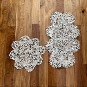 Vintage Crochet Doilies Handmade Set of two